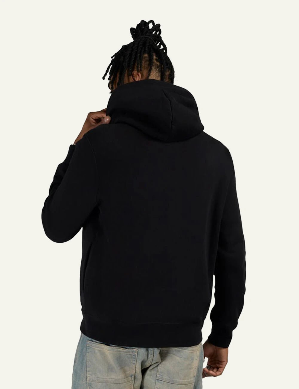 Ralph Lauren black hoodie with Polo Bear tuxedo graphic back model view
