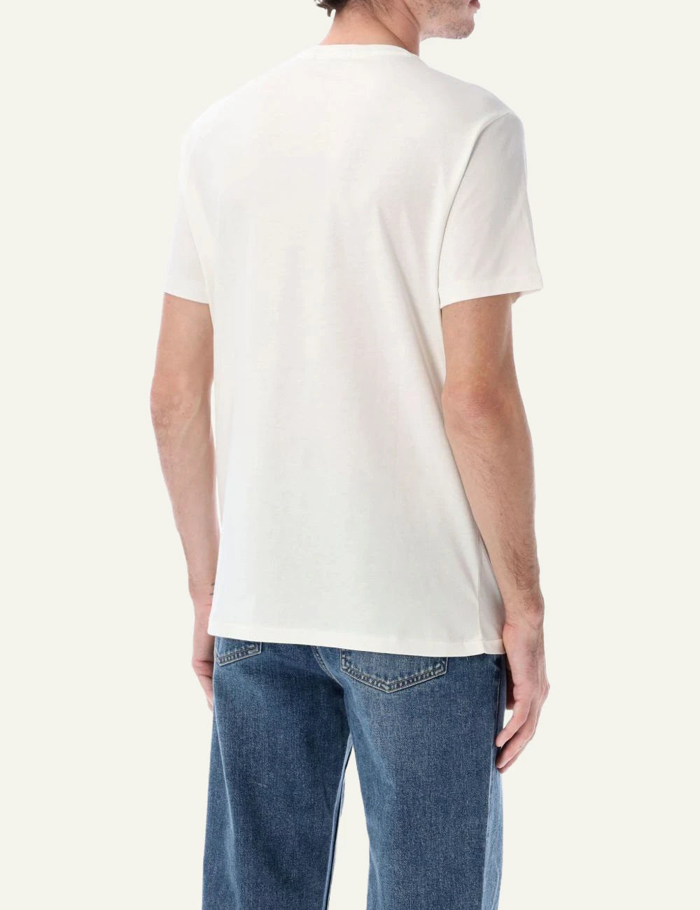 Ralph Lauren cream t-shirt with Polo Bear graphic styled on model back model view