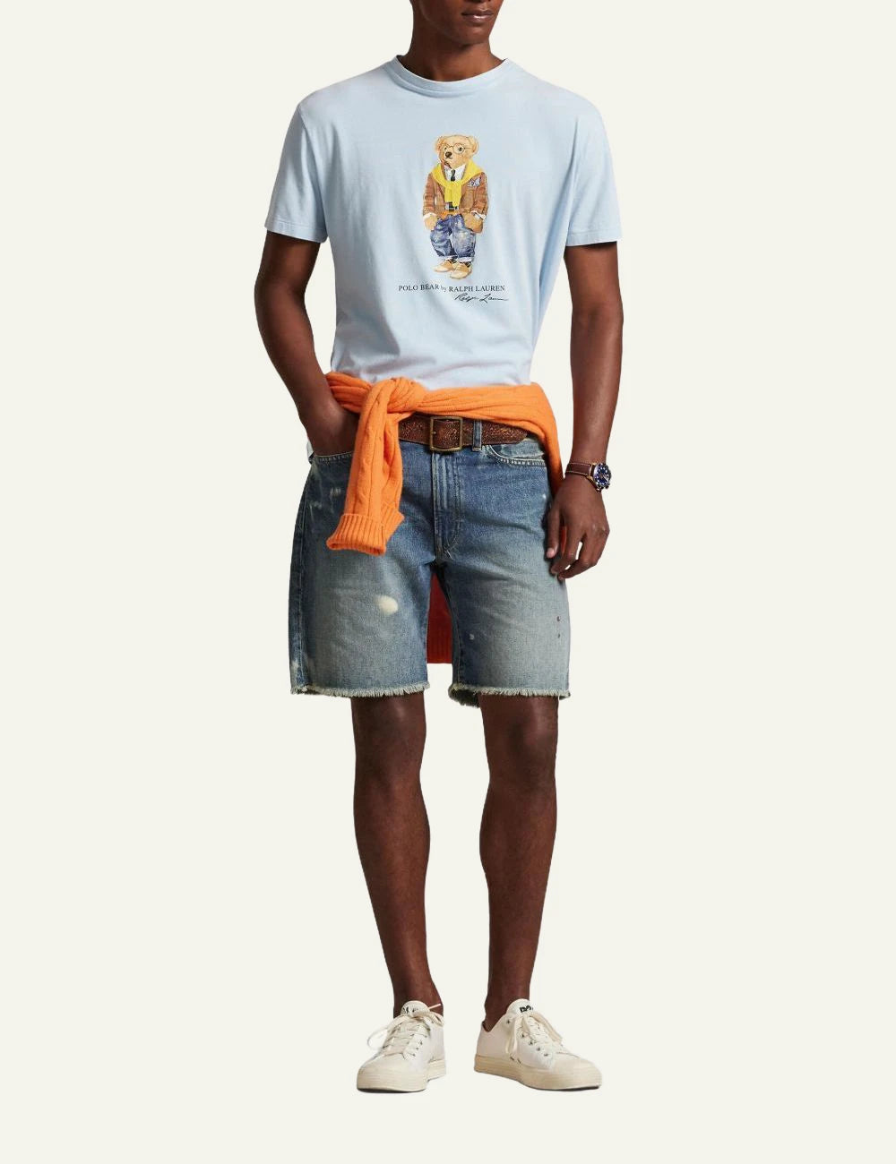 Ralph Lauren light blue t-shirt with Polo Bear graphic full body