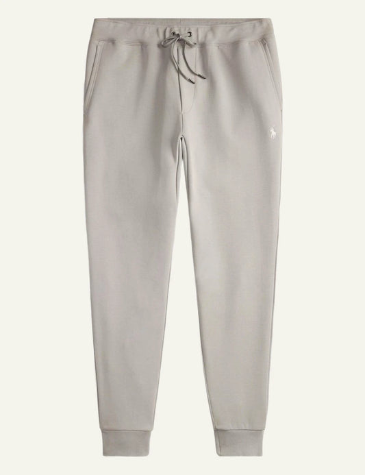 Ralph Lauren light grey jogger pants with white pony logo front flat view