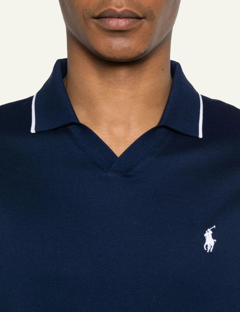 Ralph Lauren navy polo shirt with white trim logo view