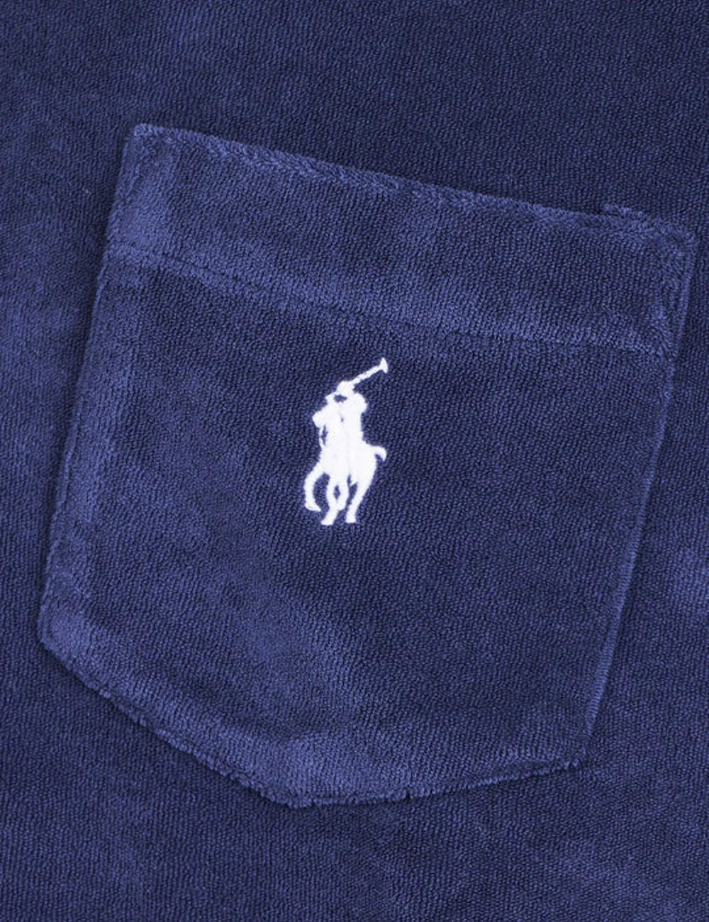 Ralph Lauren navy terry polo shirt with chest pocket and white pony logo view