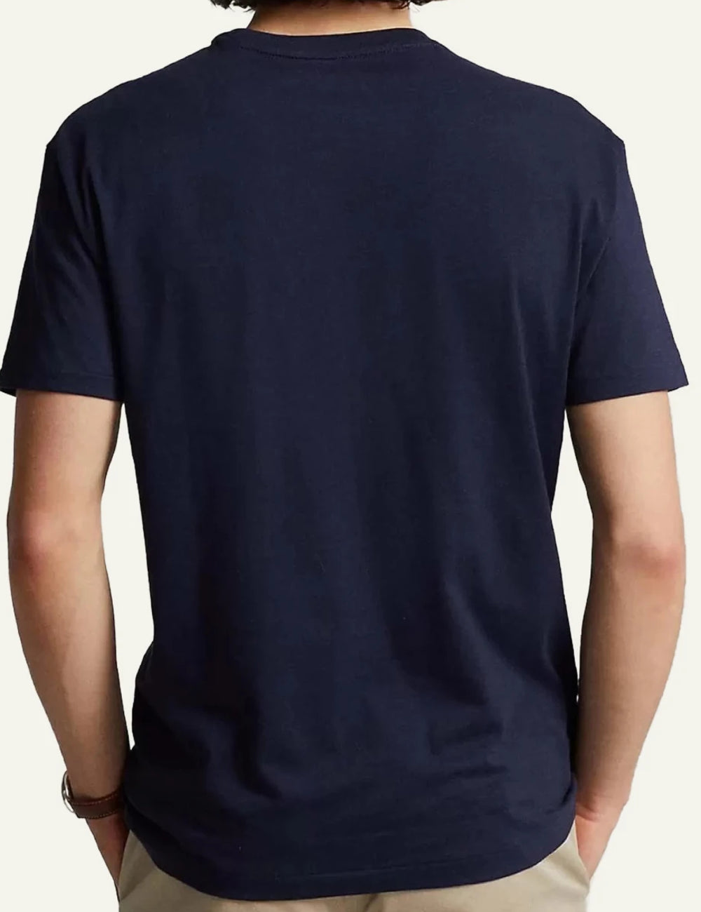 Ralph Lauren navy t-shirt with red pony logo back model view