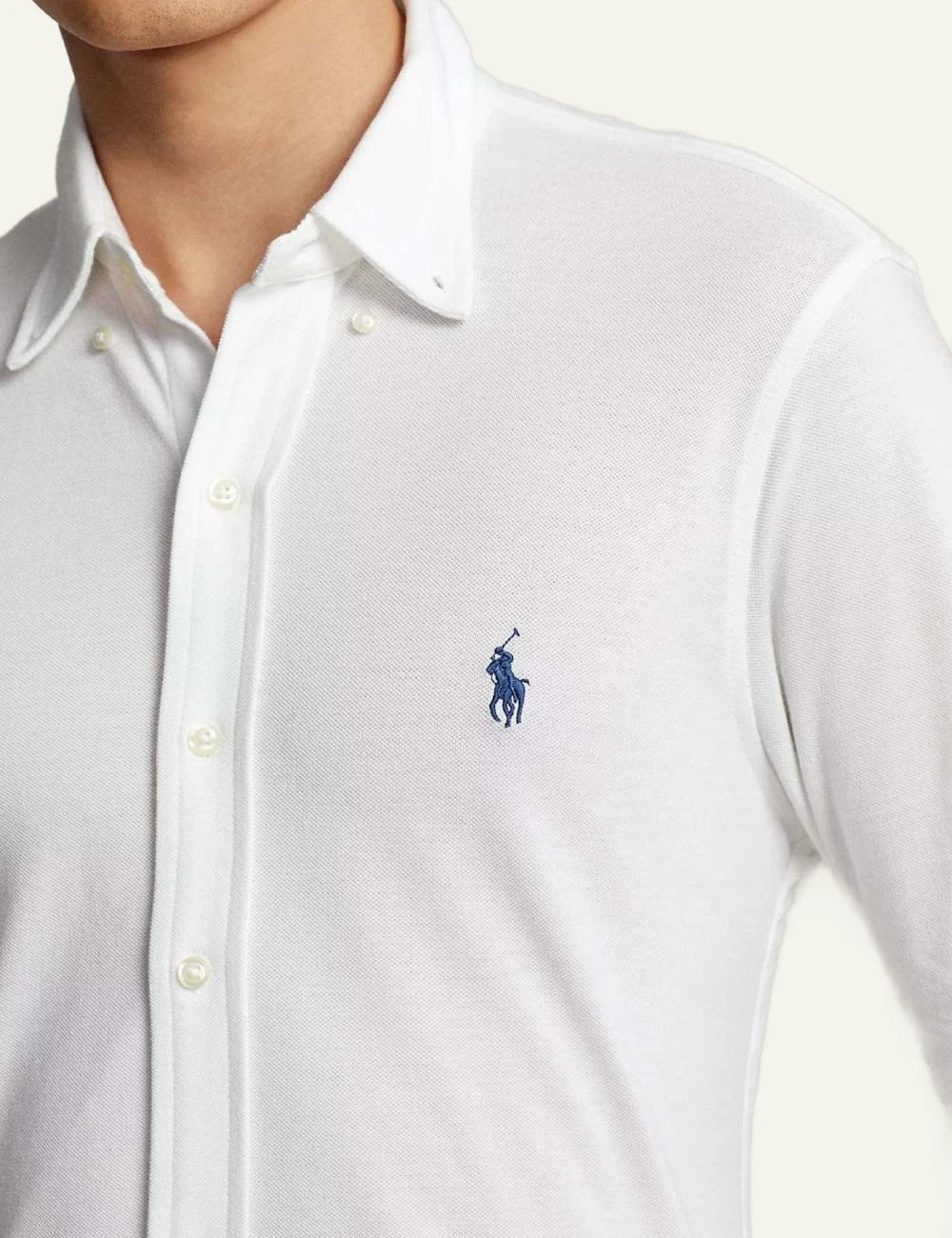Ralph Lauren white oxford shirt with navy pony logo view