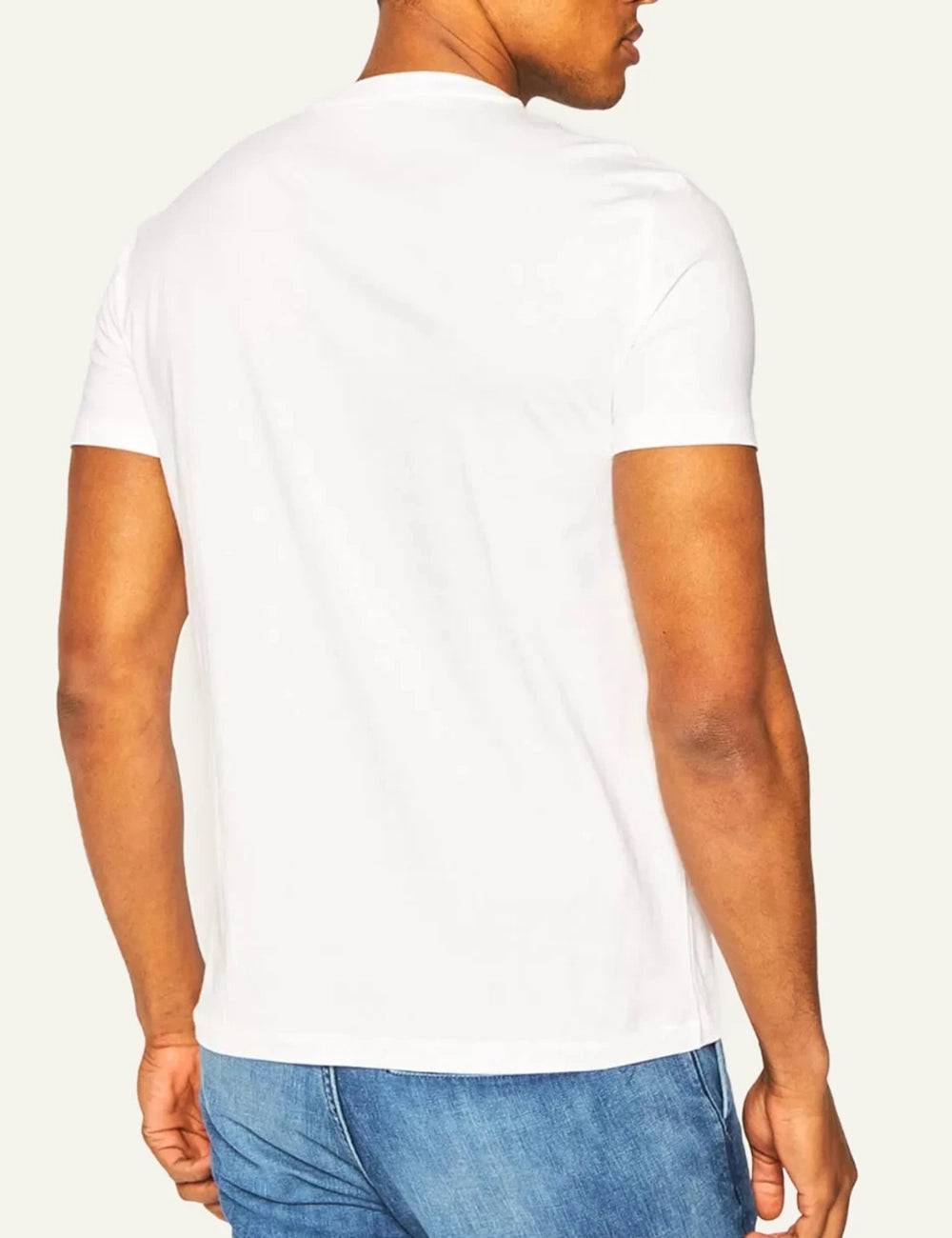 Ralph Lauren white t-shirt with navy pony logo back model view