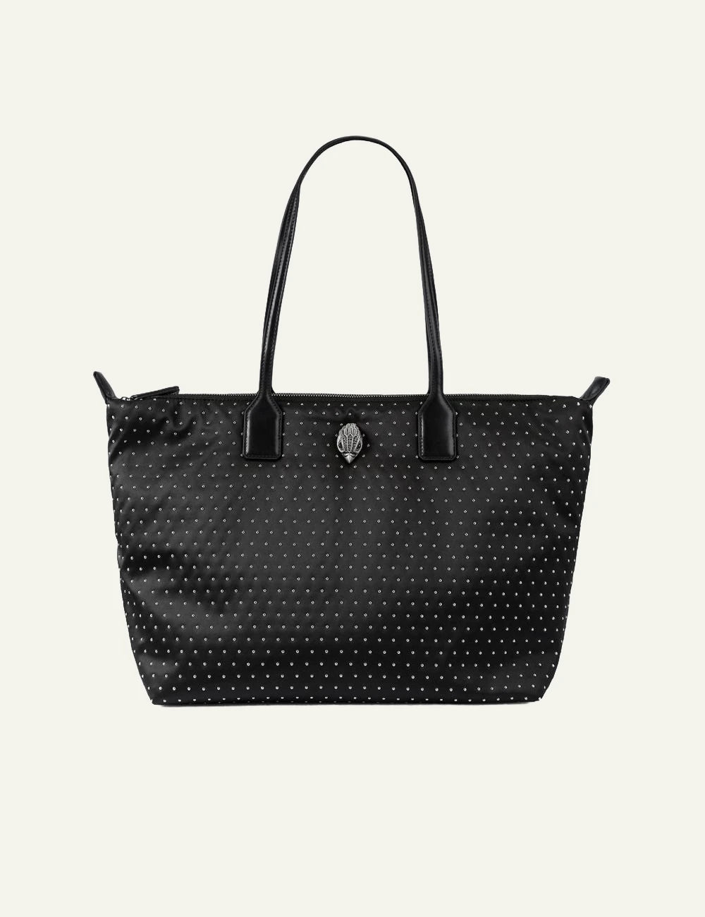 Kurt Geiger shopper bag black recycled nylon studs front view