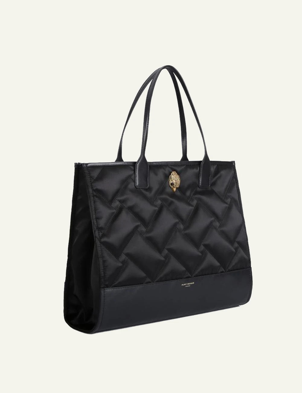 Μαύρη shopper τσάντα Kurt Geiger London recycled nylon side angle view