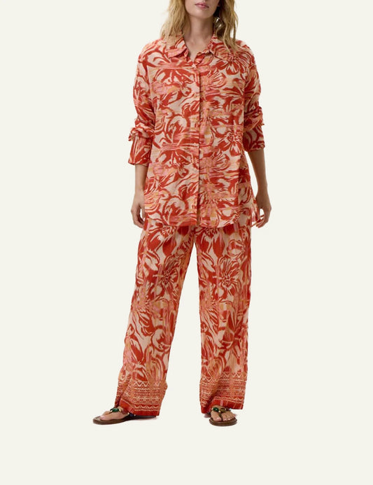 one season claudia shirt red floral print front view