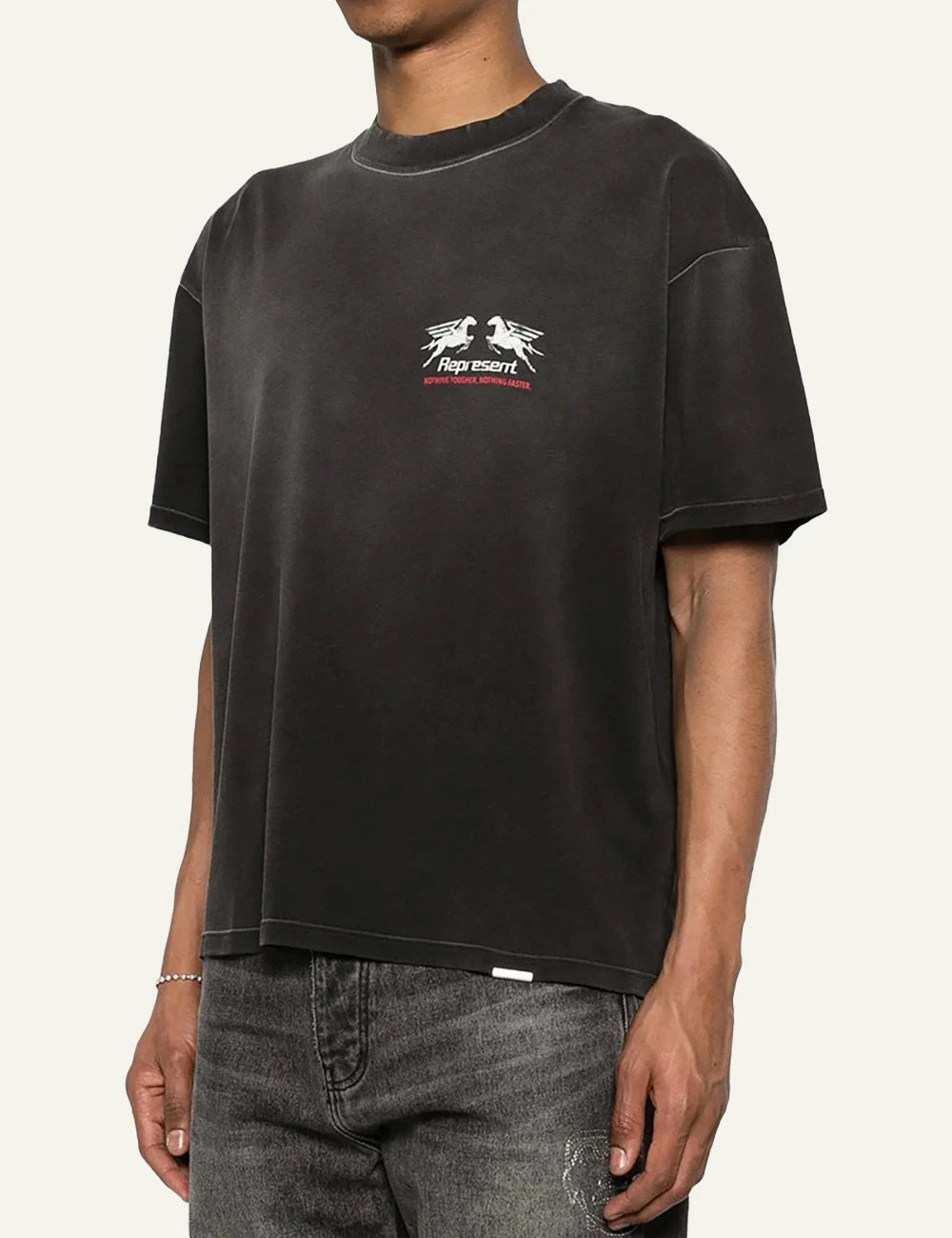 Represent 24 Hour Service t-shirt black front model view