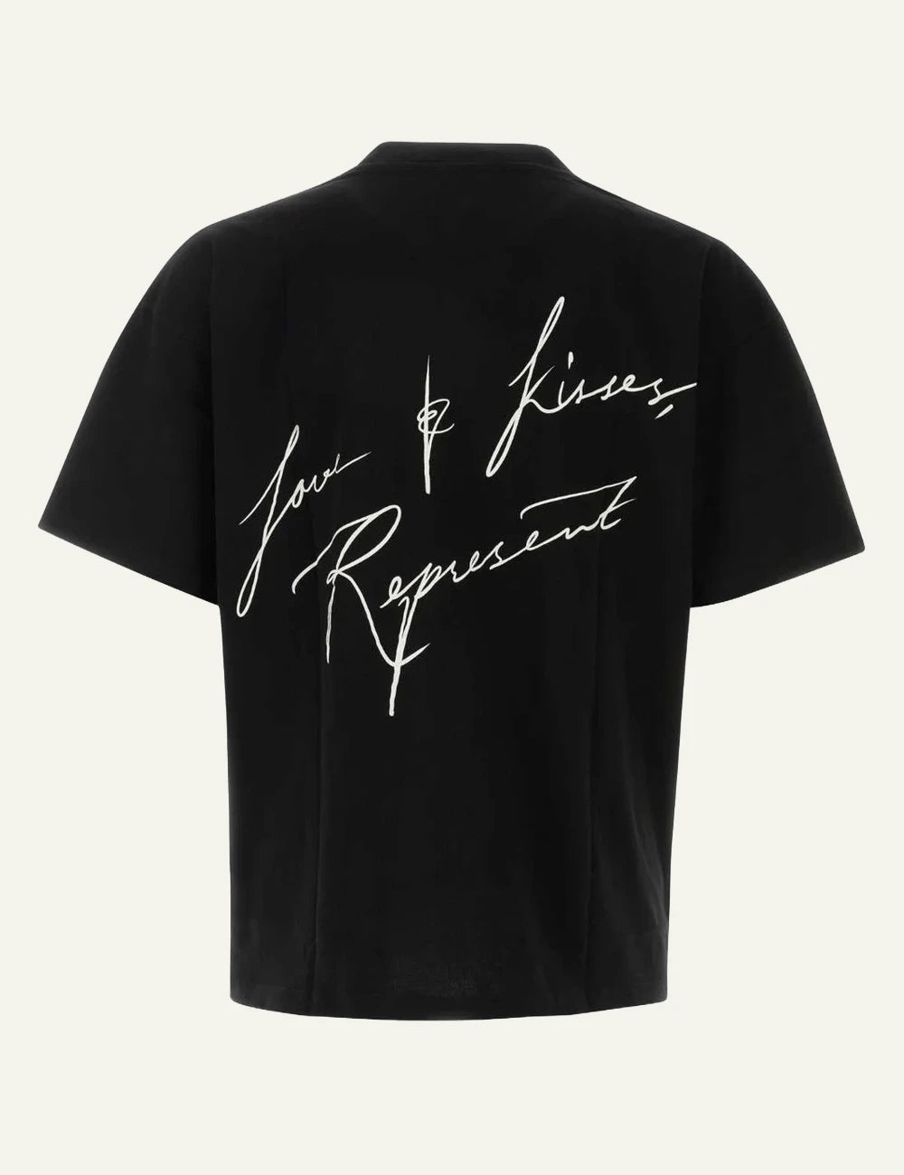 Represent black graphic t-shirt chest logo back view