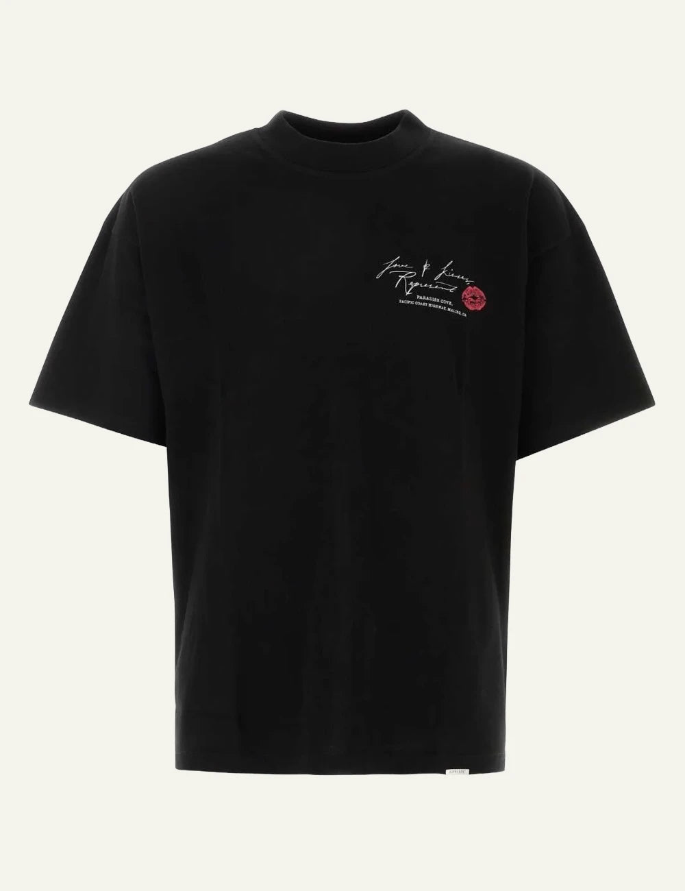 Represent black graphic t-shirt chest logo front view