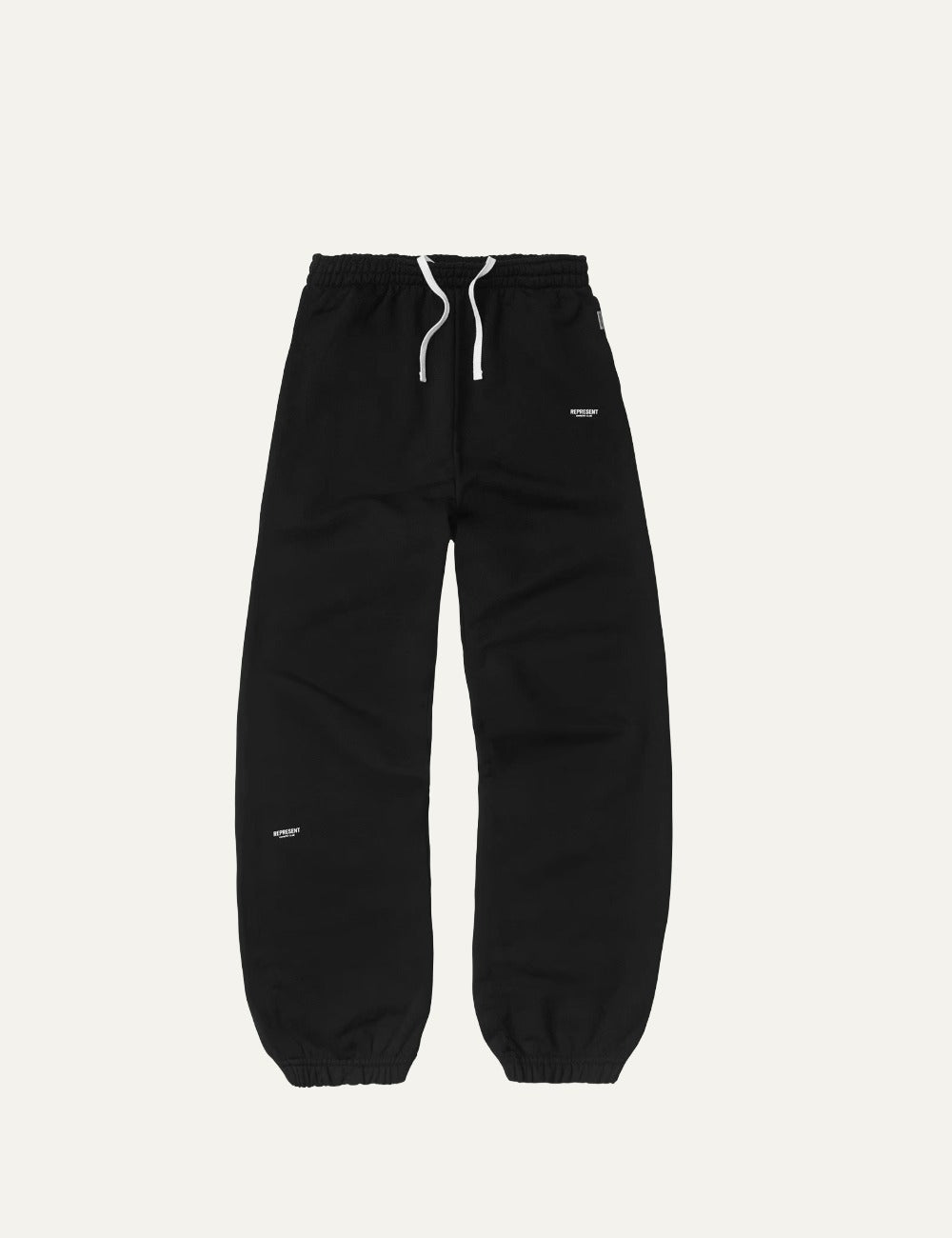 Represent Micro Owners Club wide leg black sweatpants with white drawstring