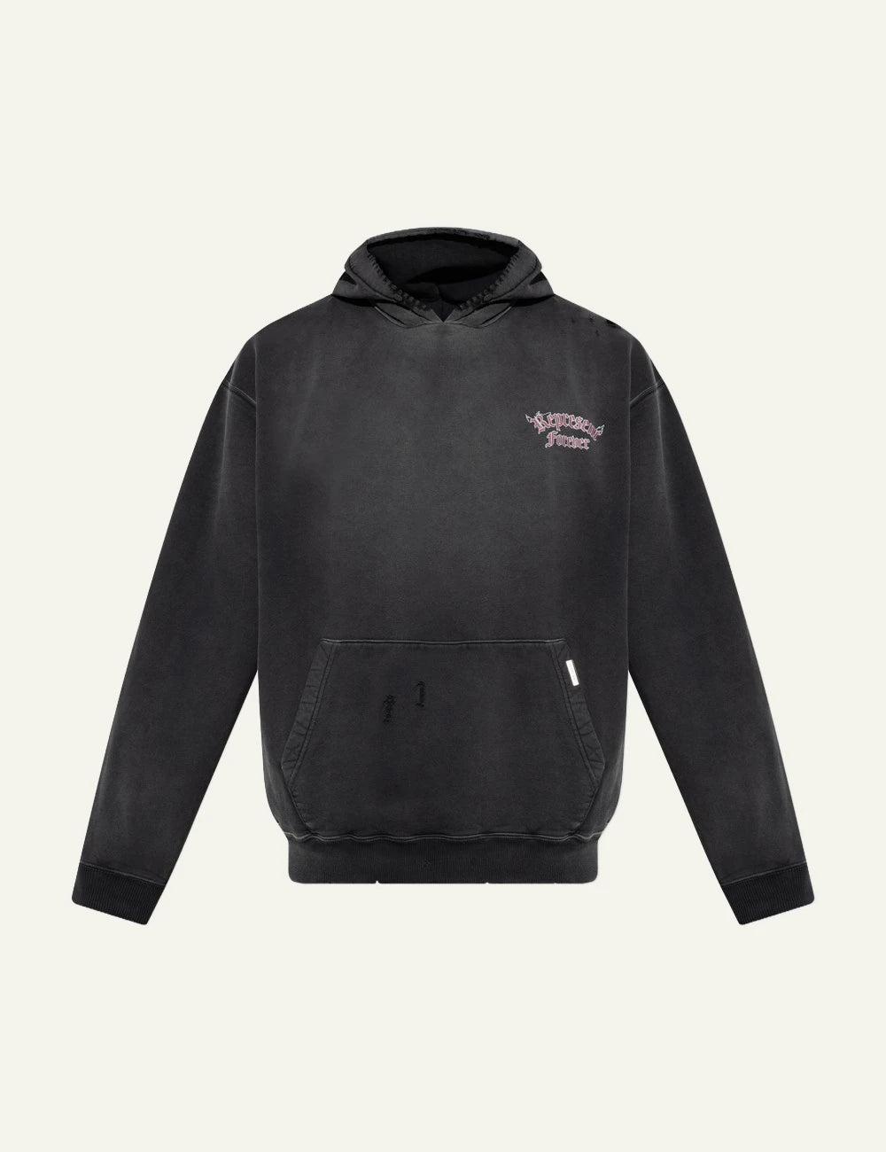 Represent Forever black oversized hoodie chest logo product view