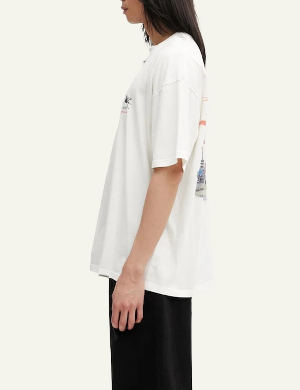 Represent graphic logo t-shirt beige side view