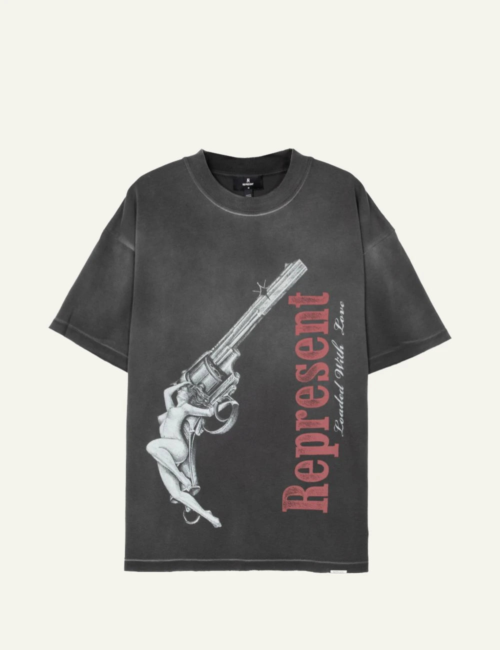 Represent graphic print t-shirt black front view