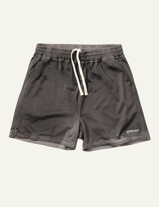 Represent mesh shorts vintage khaki relaxed fit front flat view