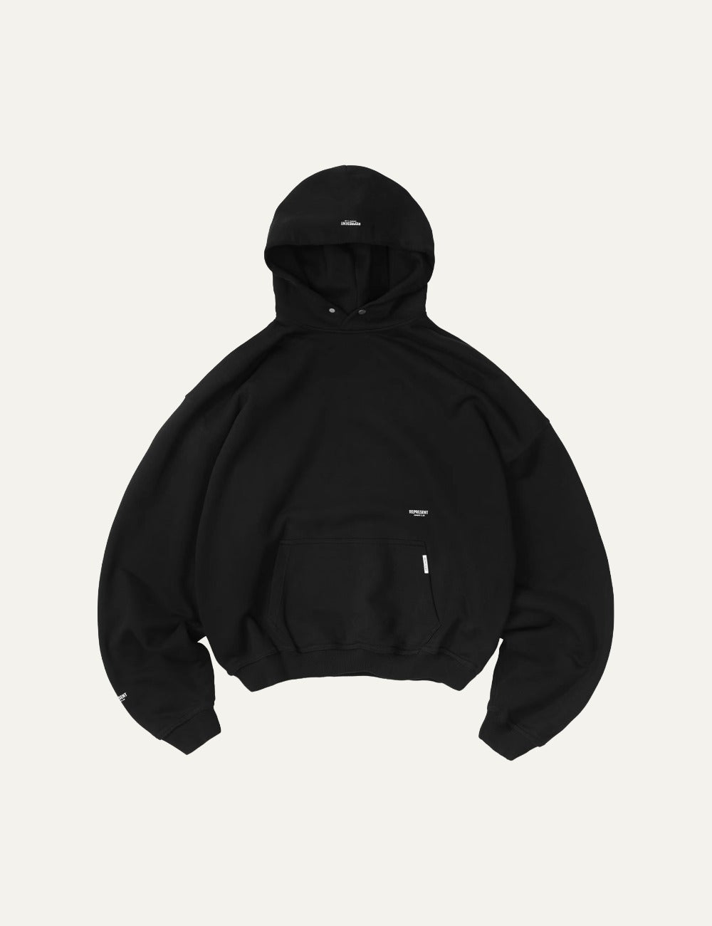 Represent Micro Owners Club black boxy cropped hoodie