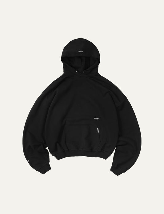 Represent Micro Owners Club black boxy cropped hoodie