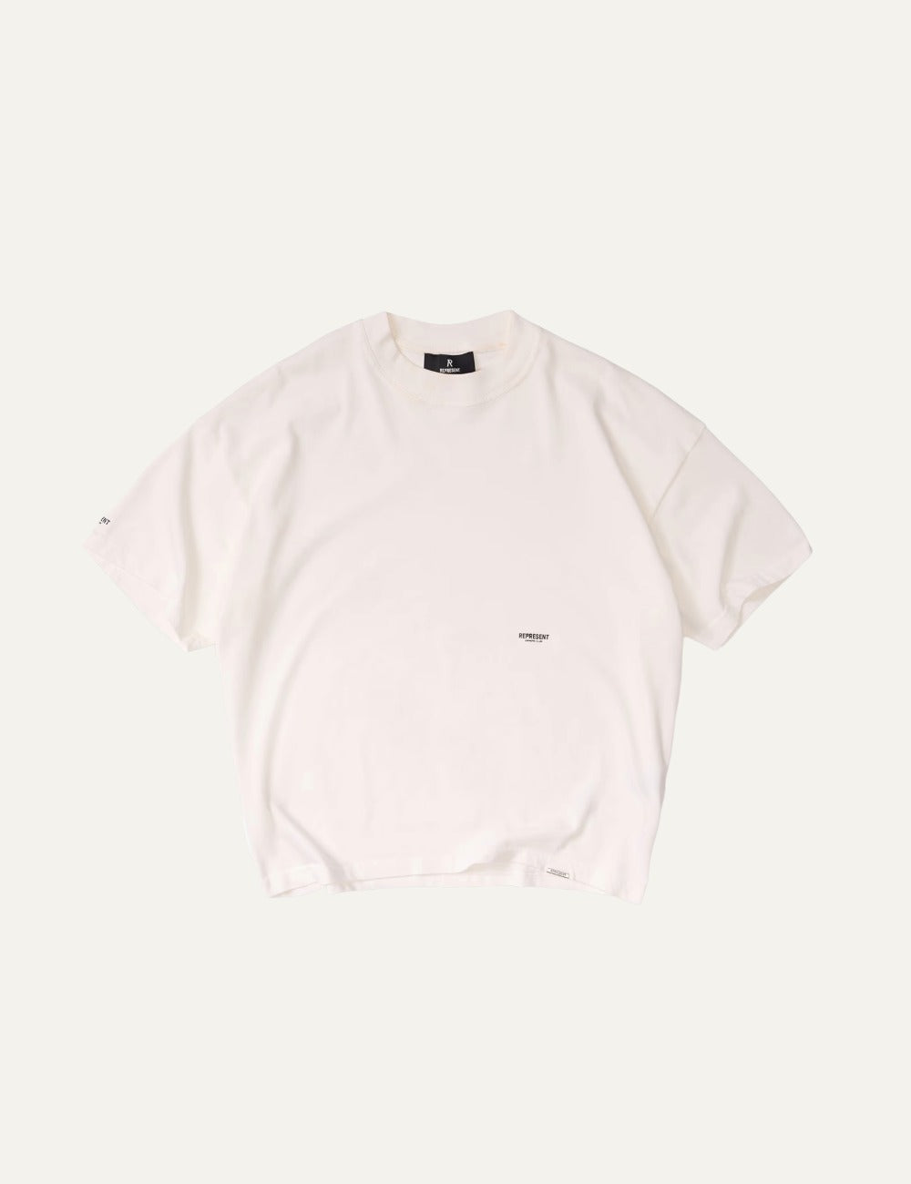 Represent Micro Owners Club white boxy cropped cotton T-shirt