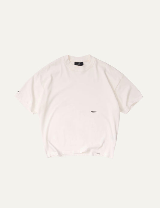 Represent Micro Owners Club white boxy cropped cotton T-shirt