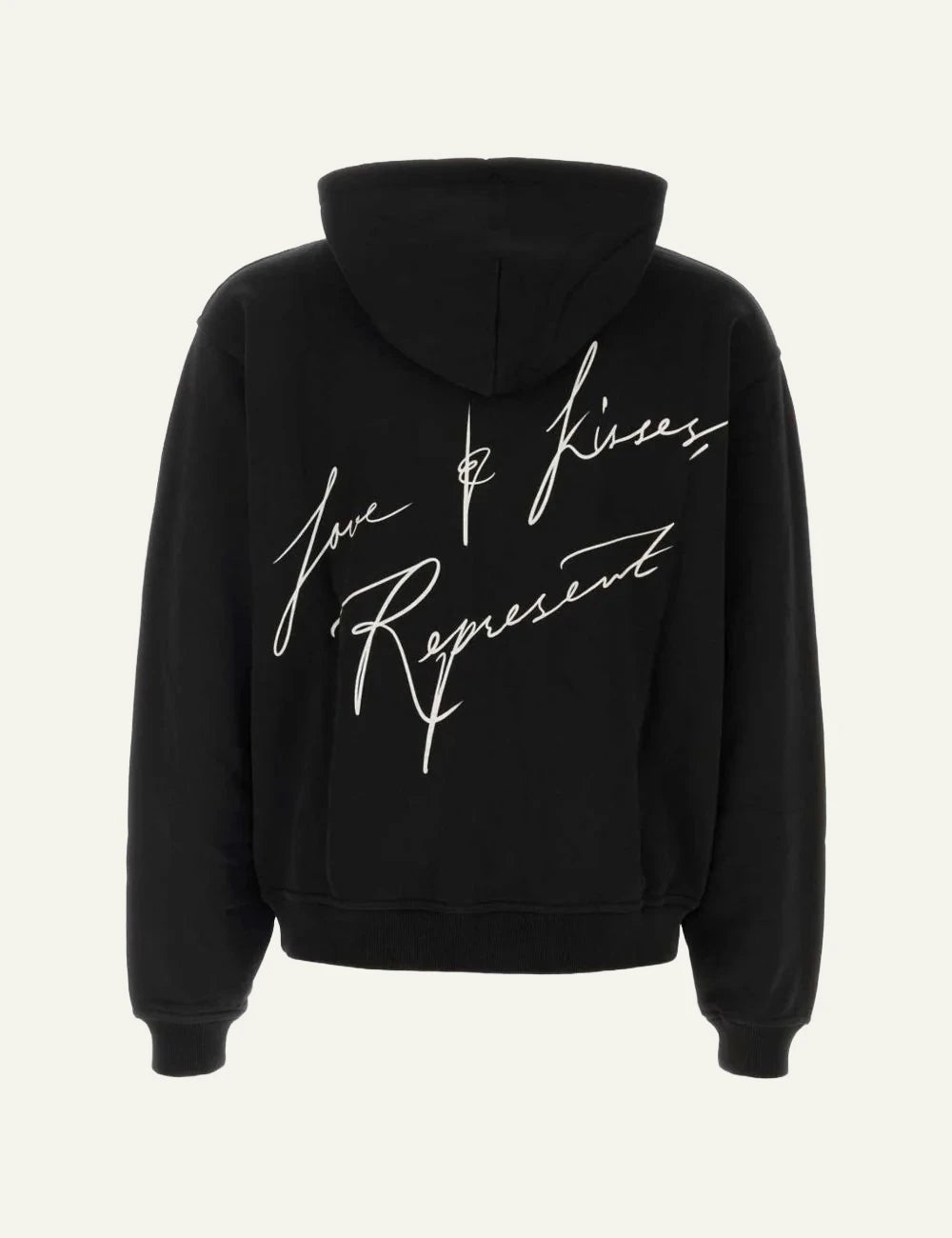 Represent black zip hoodie logo print back view