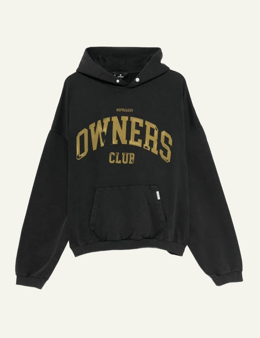 Represent Owners Club black hoodie gold logo product view