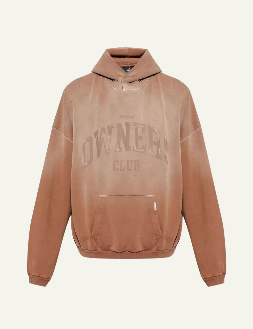 Represent Owners Club sienna brown hoodie faded logo product  view