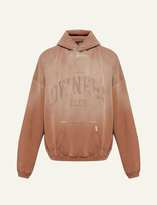 Represent Owners Club sienna brown hoodie faded logo product  view
