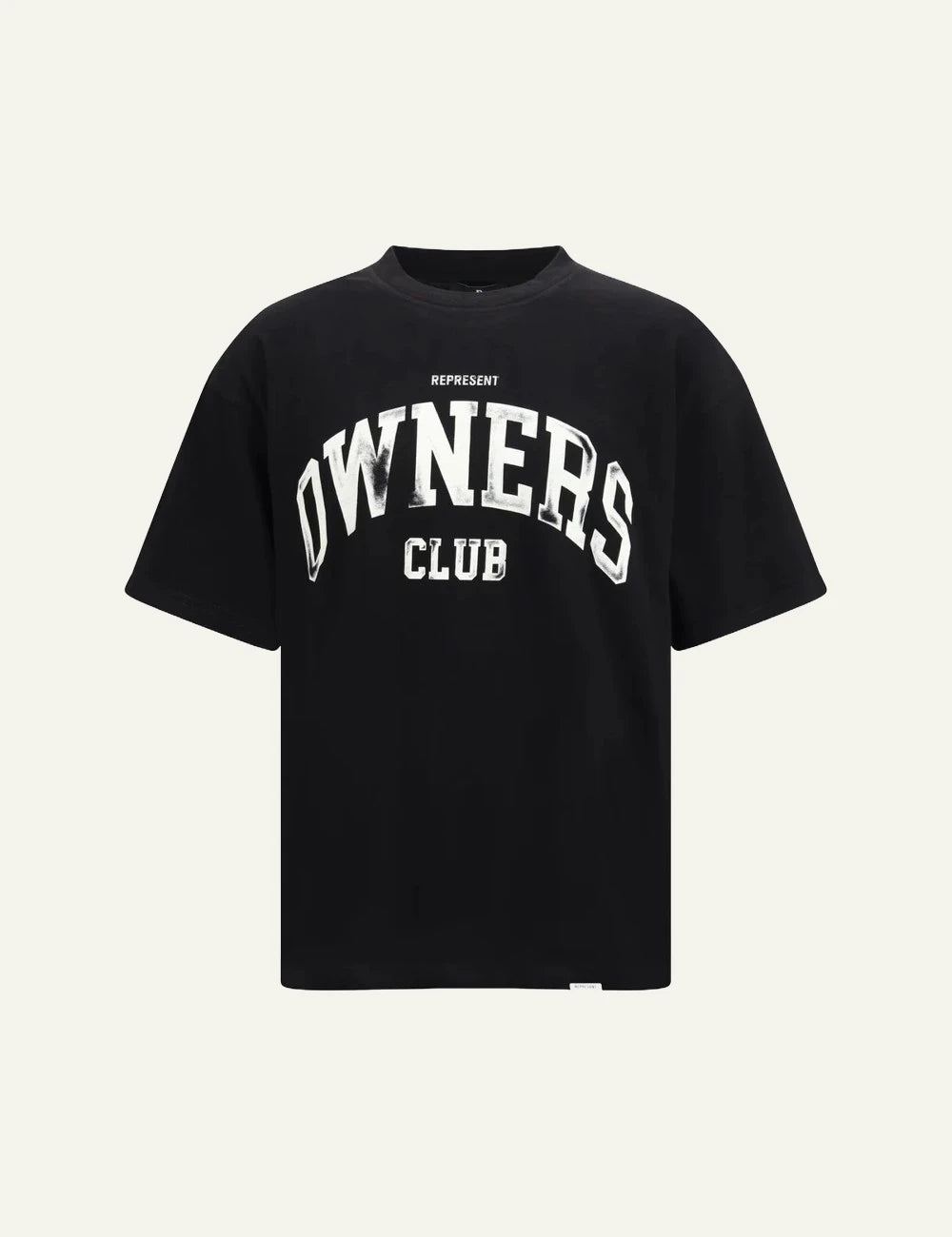 Represent Owners Club black t-shirt white logo front view