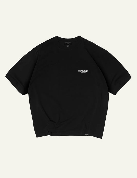 Represent Owners Club black oversized t-shirt logo chest product view