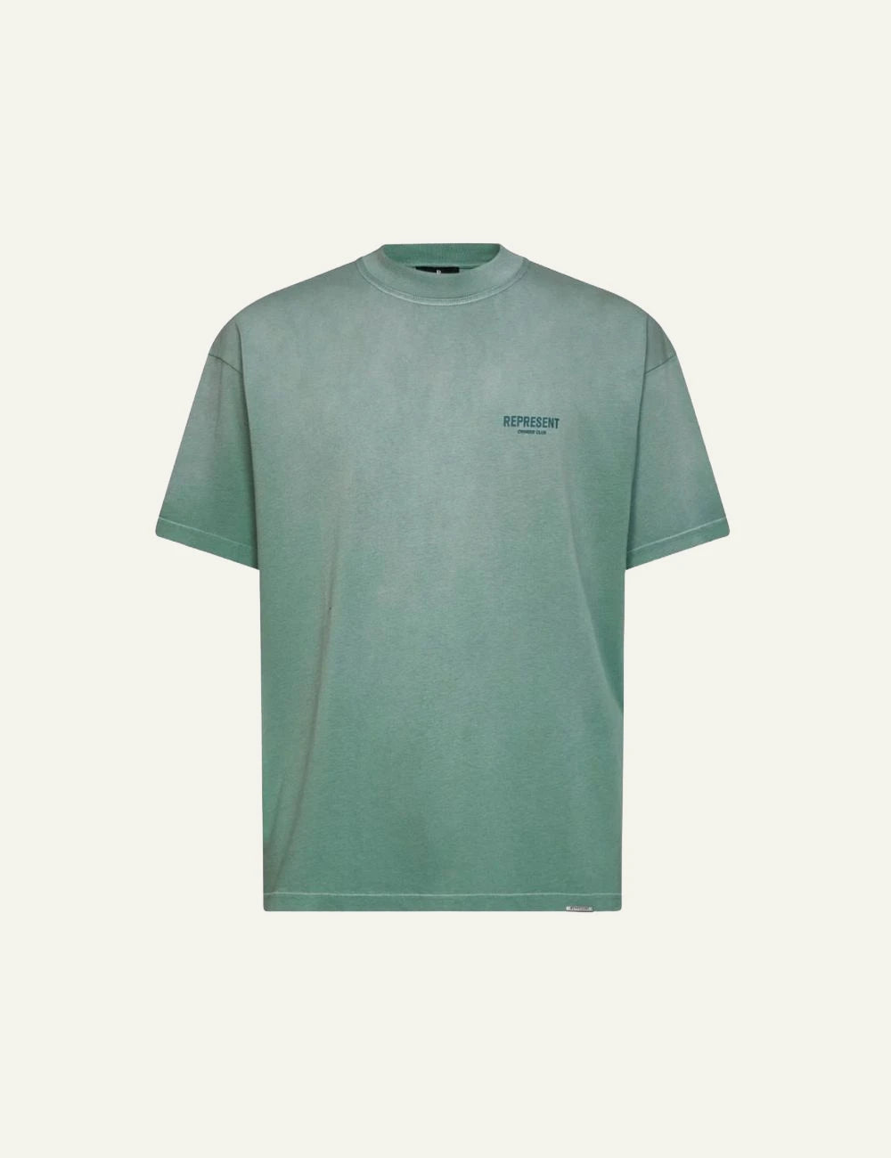 Represent Owners Club washed aloe t-shirt logo chest front view