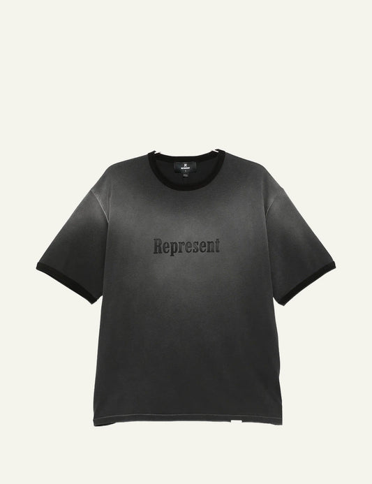 Represent ringer t-shirt dark grey front view
