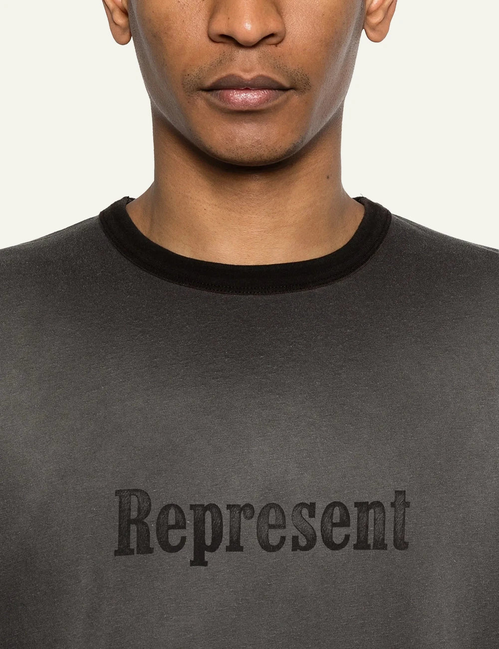 Represent ringer t-shirt dark grey detail view
