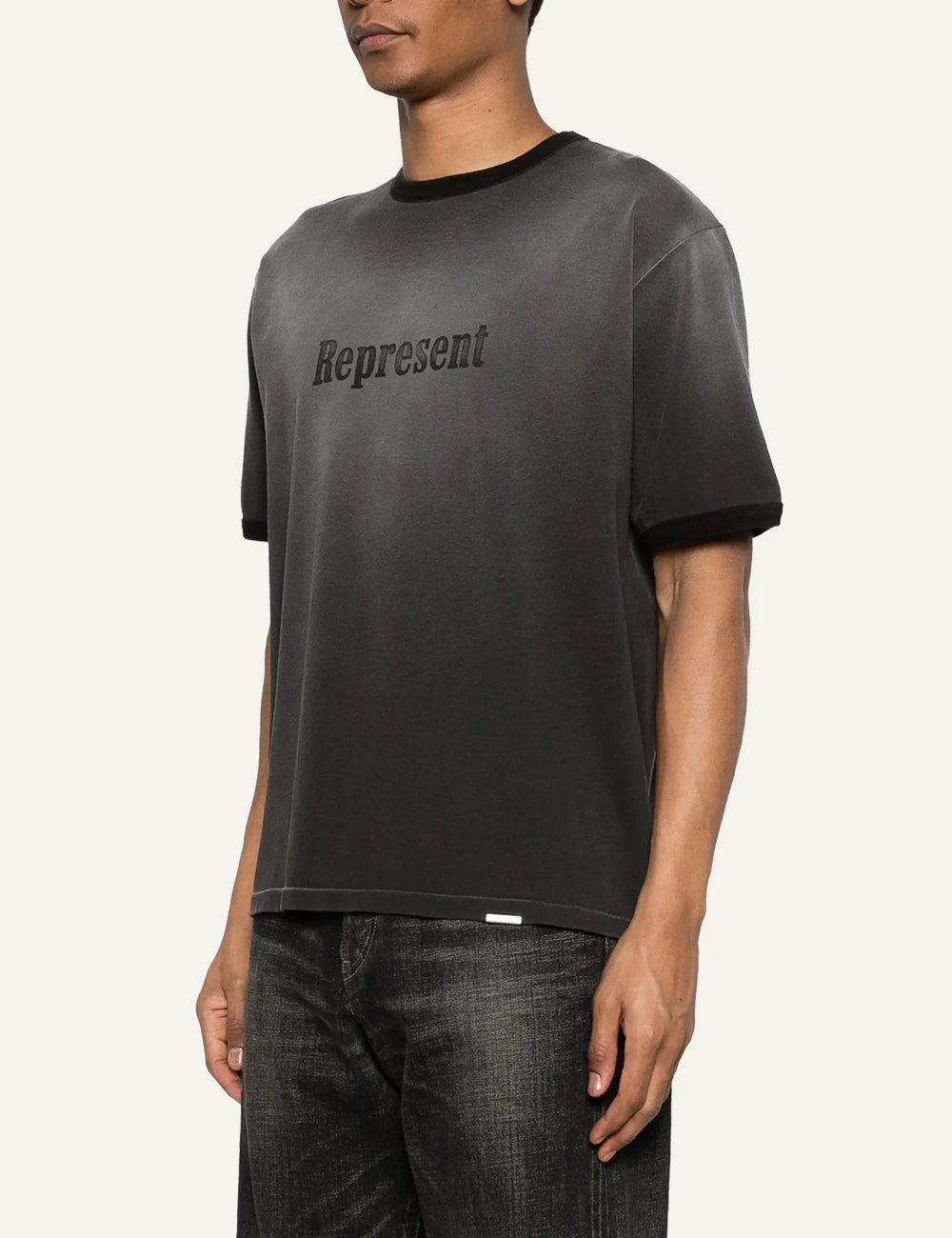 Represent ringer t-shirt dark grey side view