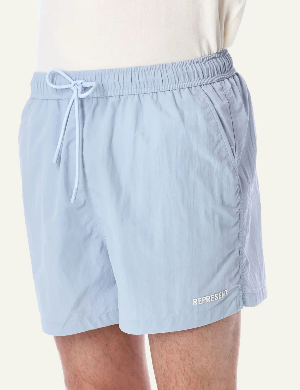 Represent swim shorts light blue front view