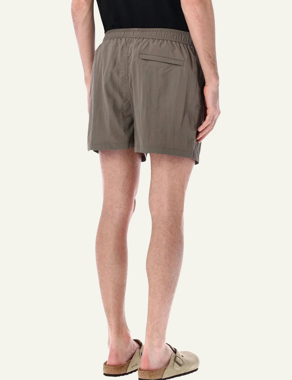 Represent swim shorts taupe brown back view