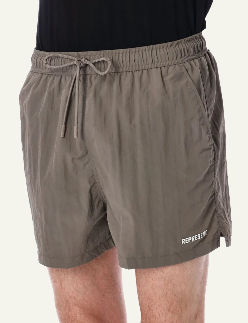 Represent swim shorts taupe brown front view