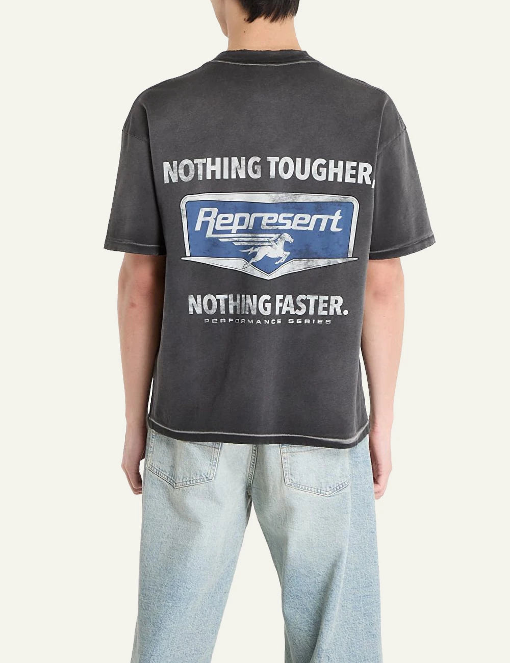 Represent t shirt washed black back graphic print