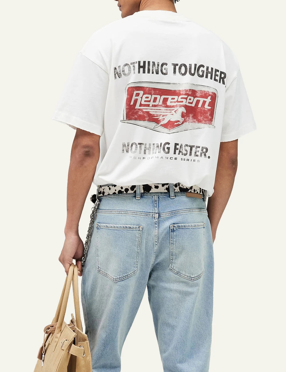 Represent t shirt white flat back graphic print