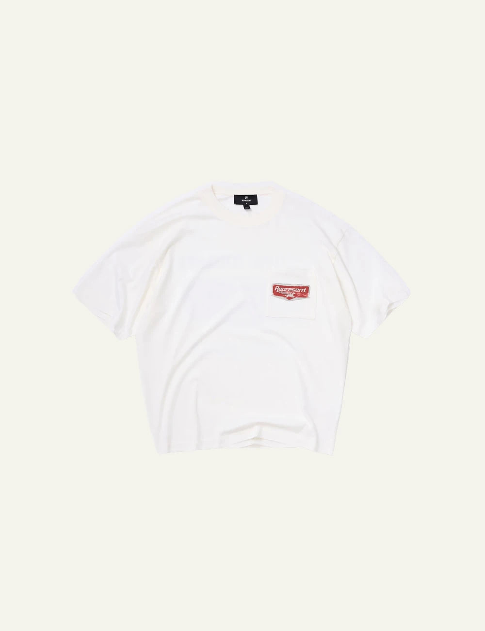 Represent t shirt white flat front pocket logo