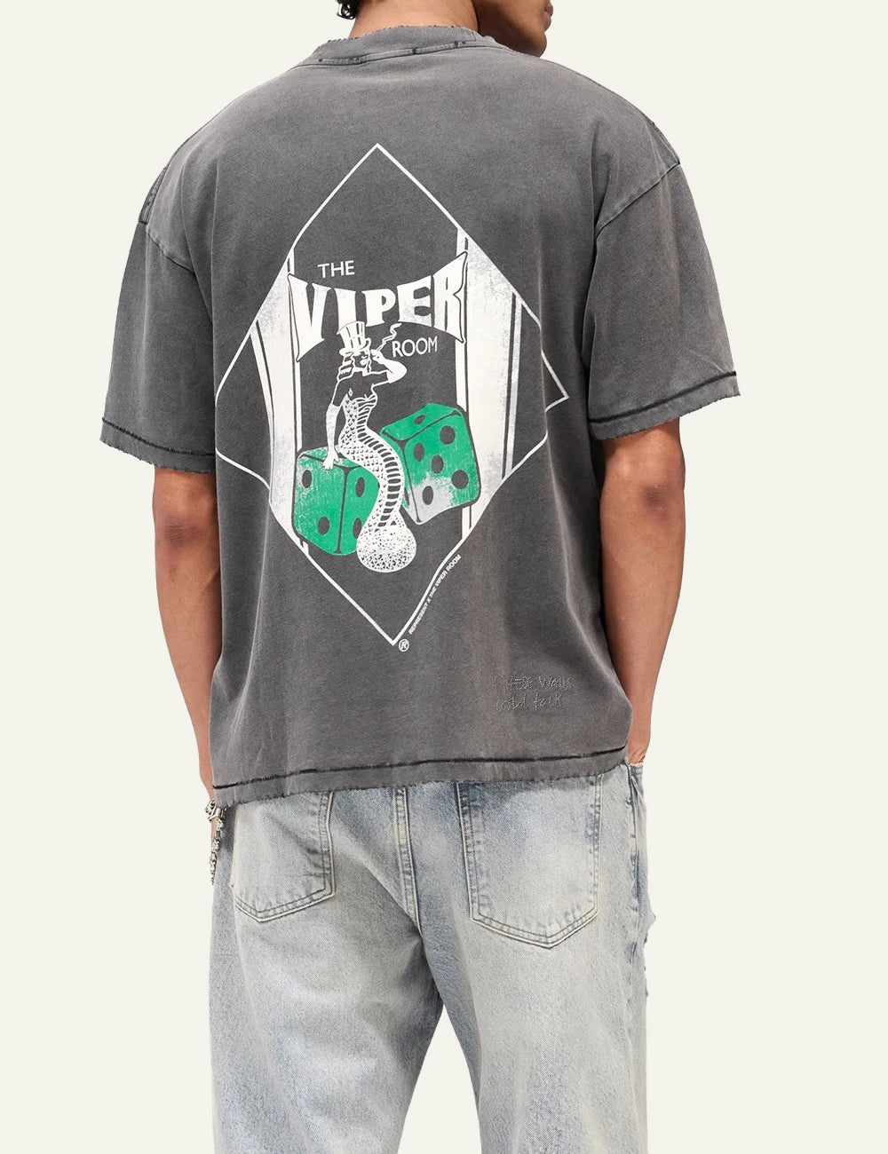 Represent Viper Room t-shirt vintage grey oversized back view