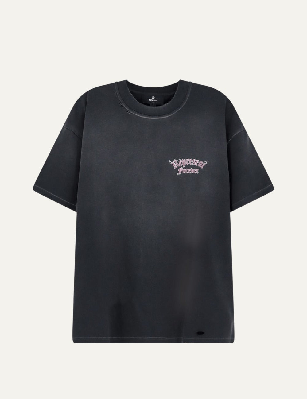 Represent washed black oversized graphic cotton T-shirt