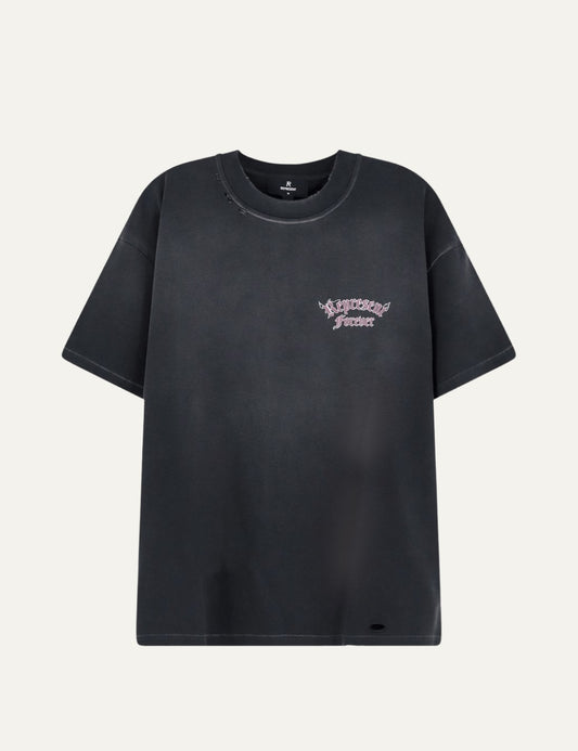 Represent washed black oversized graphic cotton T-shirt