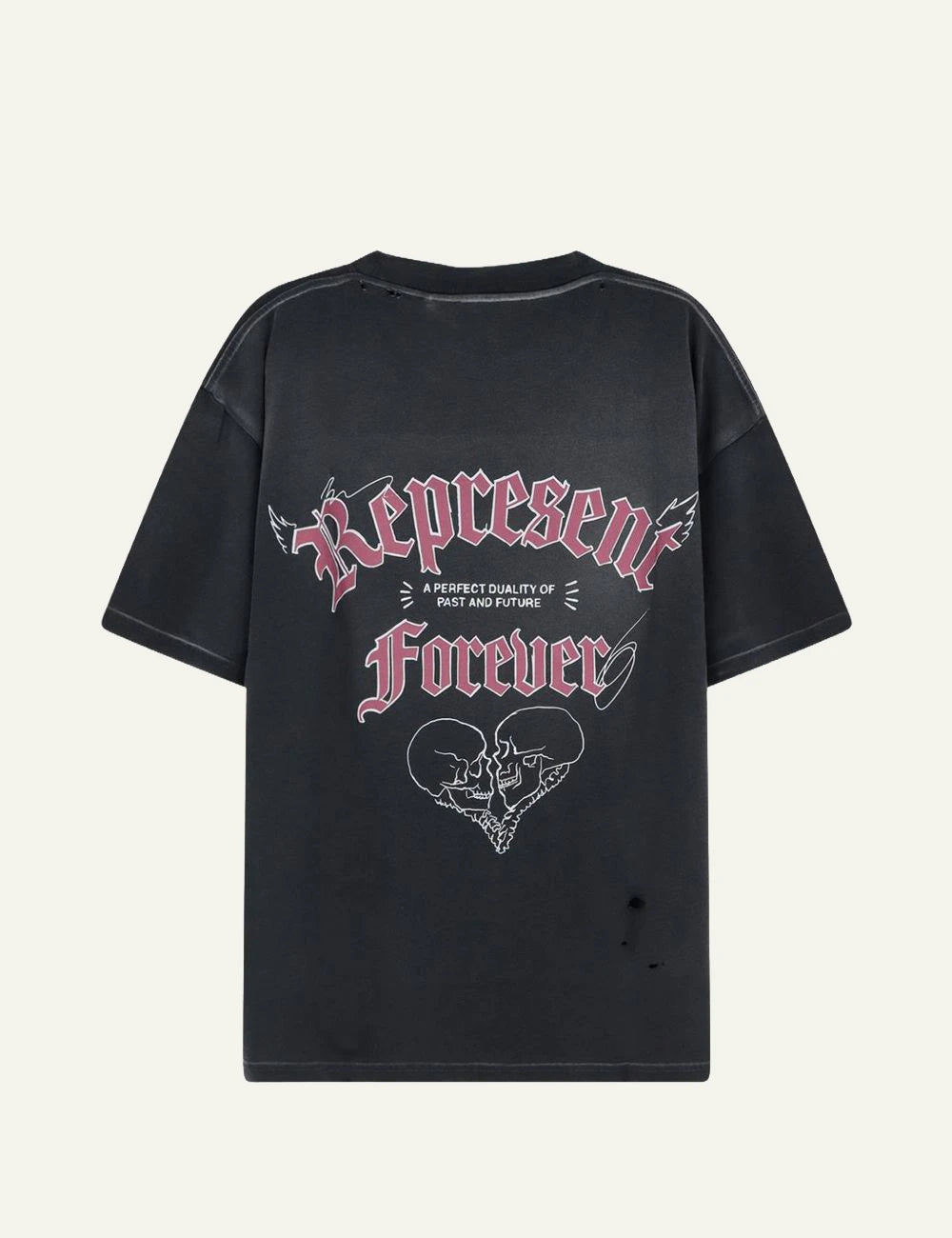 Represent washed black oversized graphic cotton T-shirt back