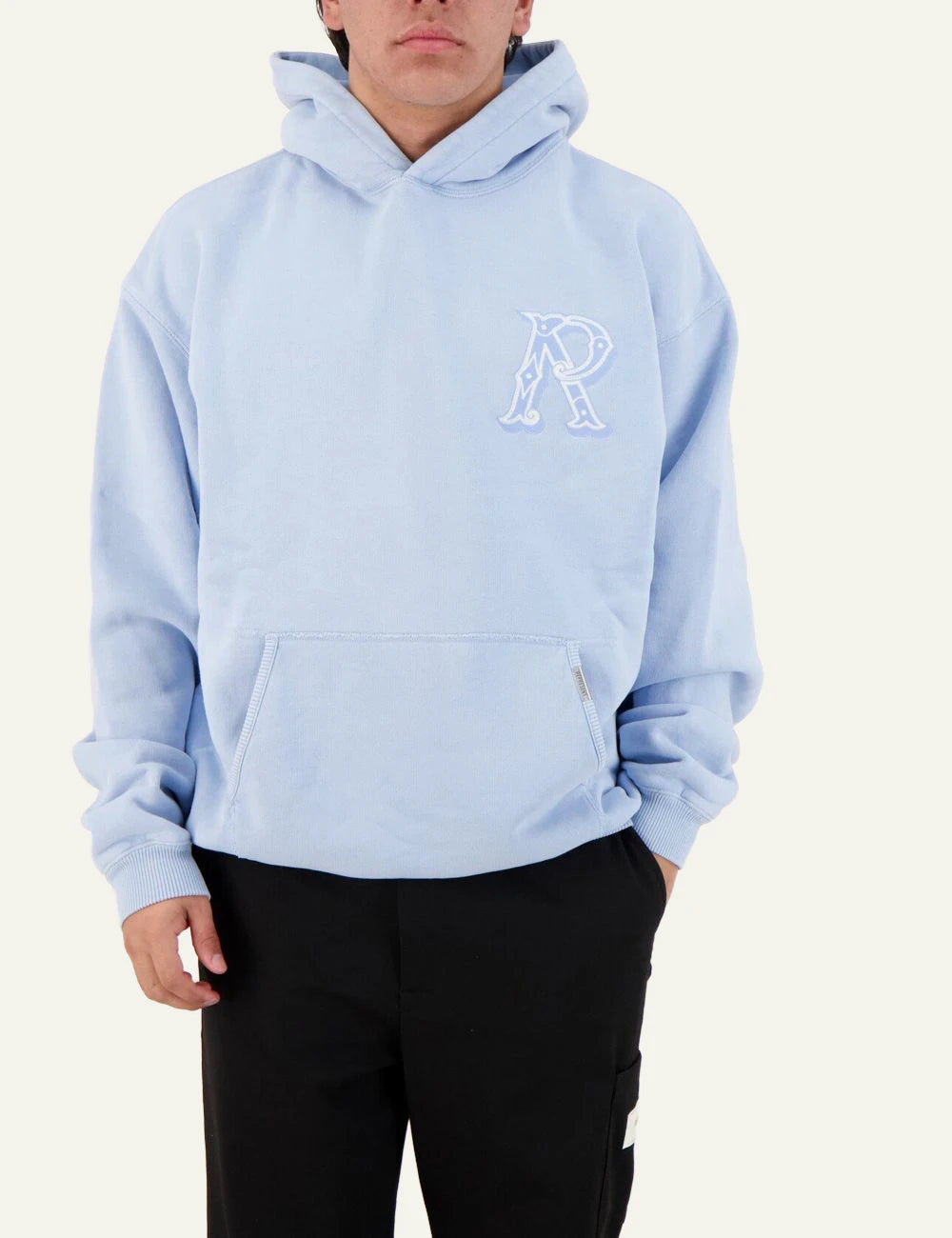 Represent Western Initial hoodie light blue front model view