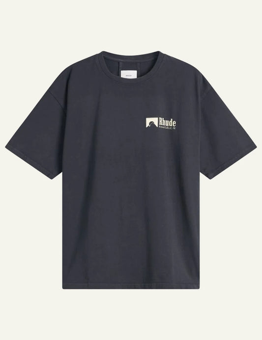Rhude logo t-shirt navy front look flat