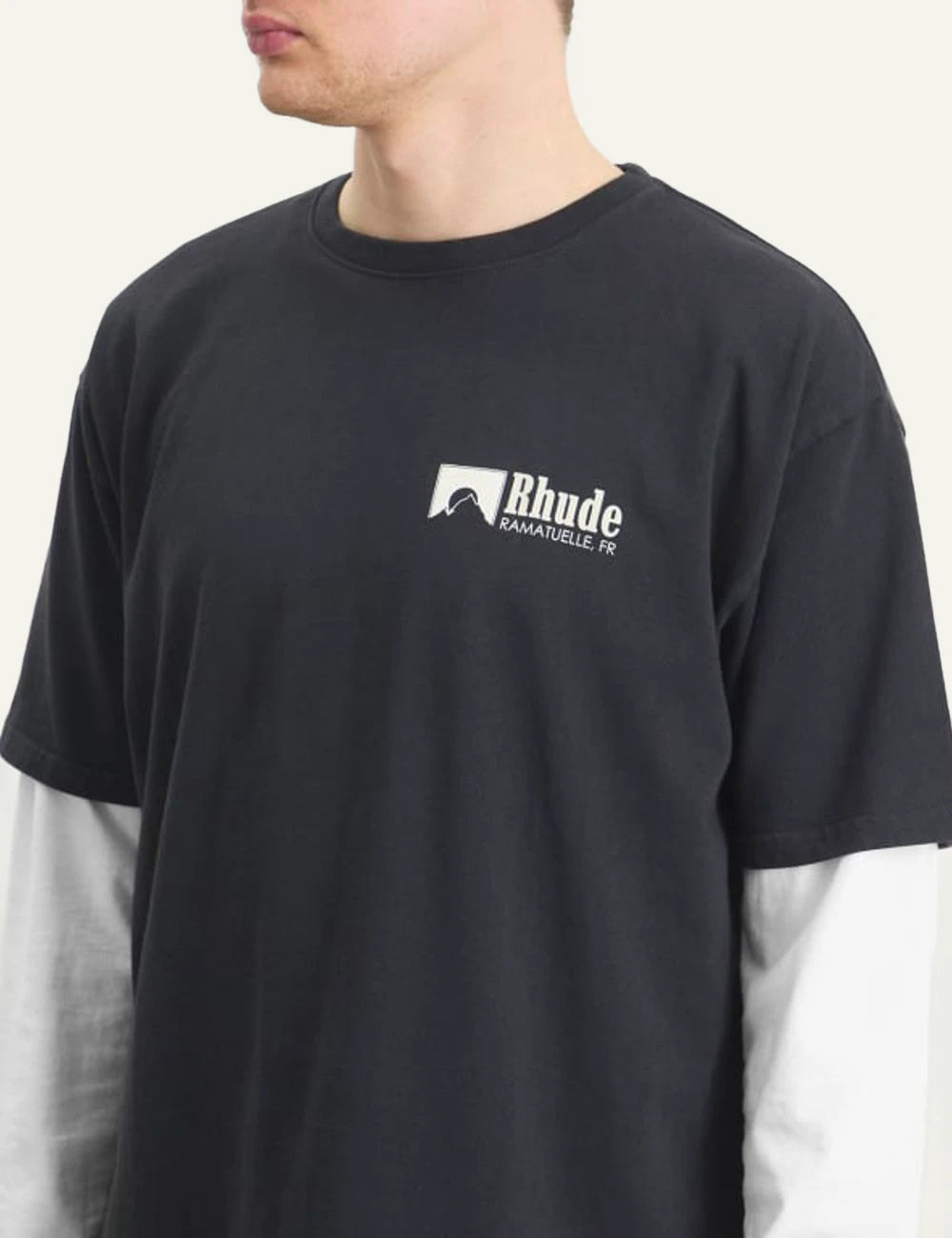 Rhude logo t-shirt navy side look