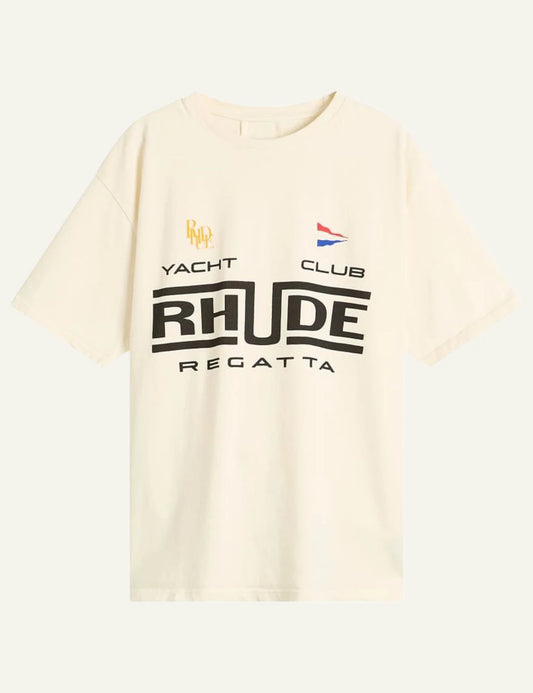 Rhude Regatta Club tee vintage white front look flat