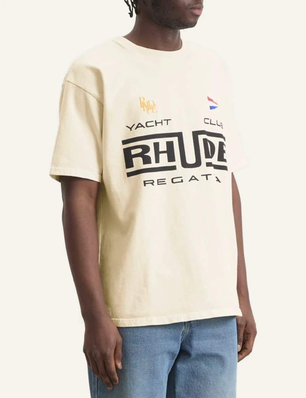 Rhude Regatta Club tee vintage white side look