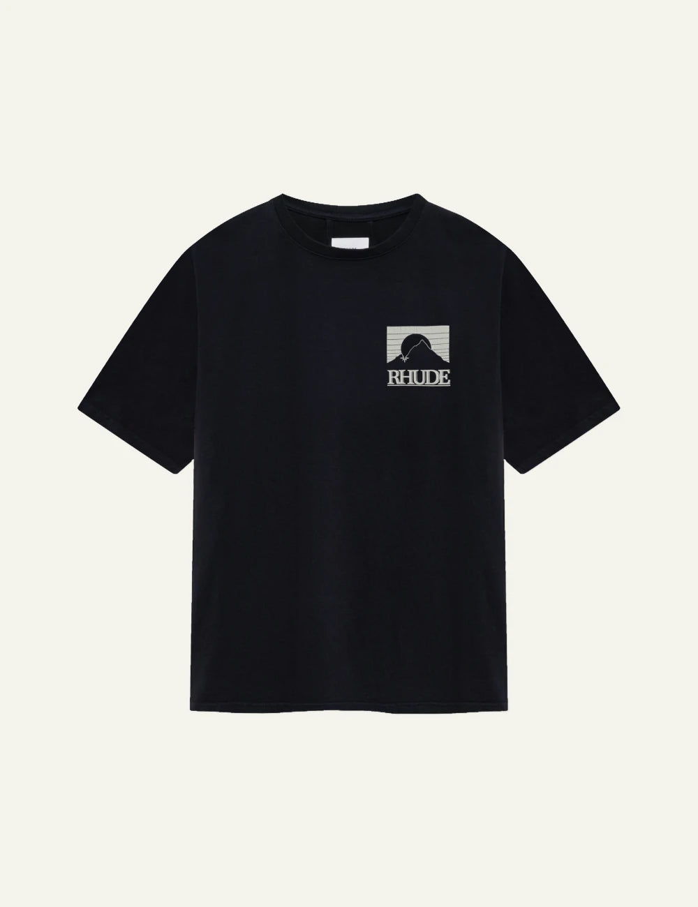 Rhude RHPS26TT07012 Moonlight Pack tee vintage black white logo front view